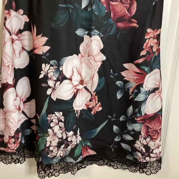 La Vie en Rose Womens Black Floral Satin Blend Lingerie Chemise XXL Babydoll - Picture 3 of 9